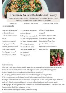 Rhubarb Lentil Curry