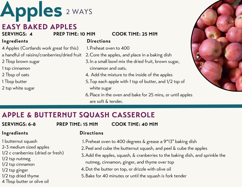 Apple Recipes for CSA